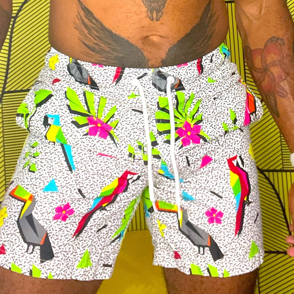 Retro swim trunks
